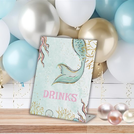 Signe De Table Mint Glitter Mermaid tail under the sea Drinks