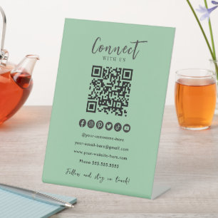 Signe De Table Mint Green QR Code Se Connecter Aux Médias Sociaux