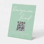 Signe De Table Mint Green White Mariage Honeymoon Fund QR Code (Recto)