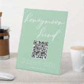 Signe De Table Mint Green White Mariage Honeymoon Fund QR Code (In SItu)