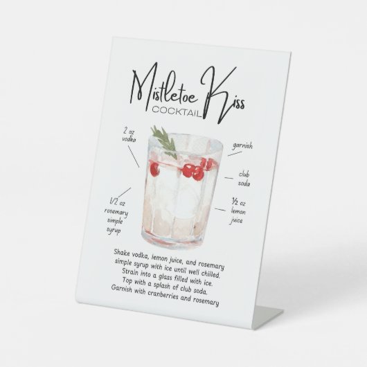 Signe De Table Mistletoe Kiss Holiday Cocktail Bar Sign (Recto)