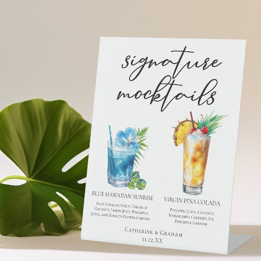 Signe De Table Mocktails d'été Blue Hawaiian Piña Colada