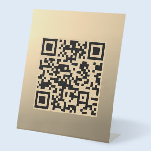 Signe De Table Modèle de code QR immédiatement modifiable Or Fa
