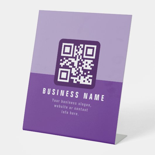 Signe De Table Modèle de code QR moderne modifiable | Purples (Recto)