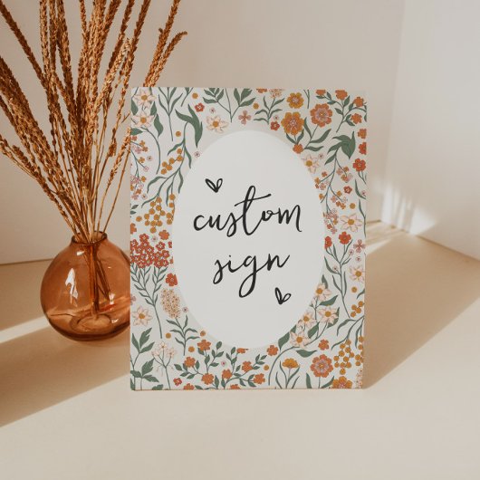 Signe De Table Modèle de connexion personnalisé fleur sauvage
