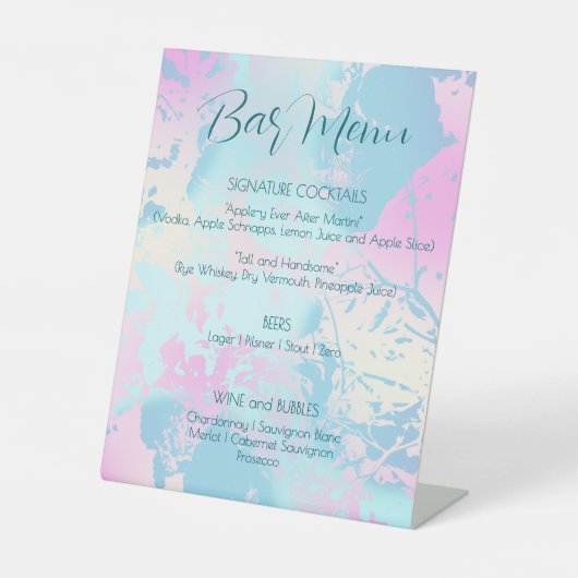 Signe De Table Modern Abstract Pastel Wedding Bar Menu (Recto)