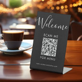 Signe De Table Modern Black QR Code Menu Welcome Scan Me