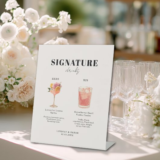 Signe De Table Modern Bold Font His & Hers Drinks Wedding
