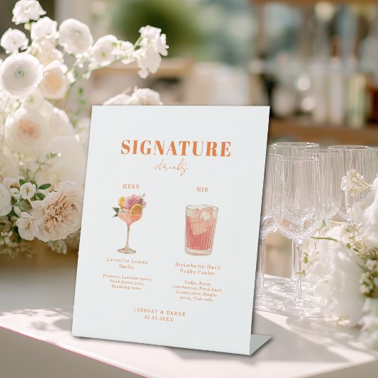 Signe De Table Modern Bold Font His & Hers Drinks Wedding