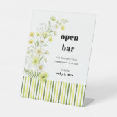 Signe De Table Modern Citrus Wildflower Stripe Wedding Open Bar (Recto)