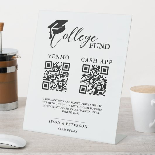 Signe De Table Modern College Fund Fonds High School Code QR (In SItu)