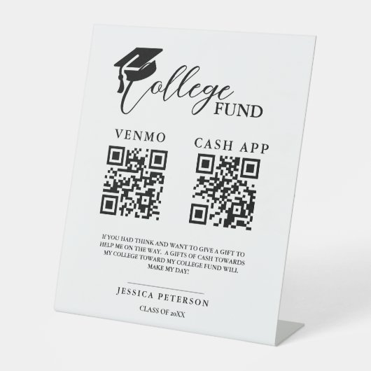 Signe De Table Modern College Fund Fonds High School Code QR (Recto)