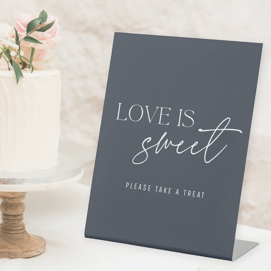 Signe De Table Modern Dark Navy Blue Love is Sweet Mariage Table