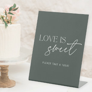 Signe De Table Modern Dark Sage Green Love is Sweet Mariage Table