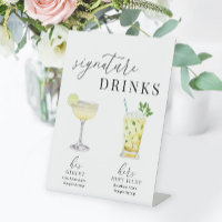 Modern Elegant Watercolor Signature Drinks