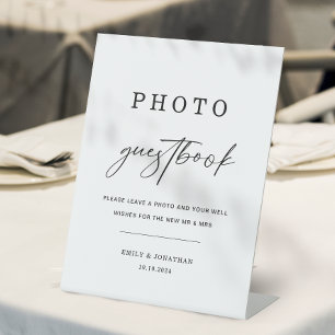 Signe De Table Modern Elegant Wedding Photo livre d'or