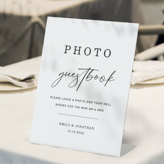 Signe De Table Modern Elegant Wedding Photo livre d'or