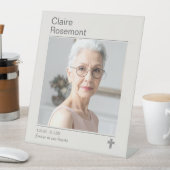 Signe De Table Modern Funeral Photo Cross Pedestal Sign (In SItu)