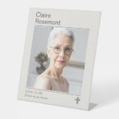 Signe De Table Modern Funeral Photo Cross Pedestal Sign (Recto)