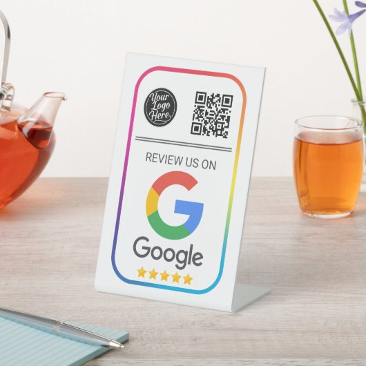 Signe De Table Modern Google Review QR Code Business (In SItu)