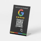 Signe De Table Modern Google Review QR Scan Black Stand (Recto)