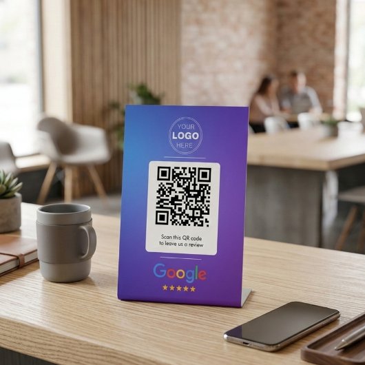 Signe De Table Modern Gradient Blue Purple Google Review QR Code