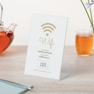 Signe De Table Modern Heart Business Wifi Mot de passe Affiche de