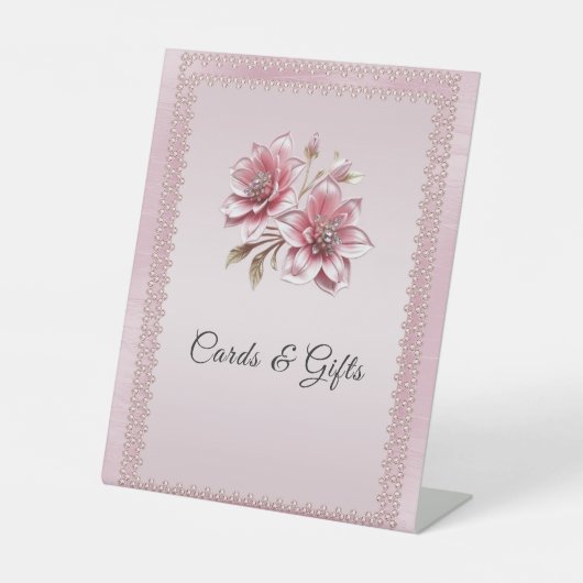 Signe De Table Modern Pink Flowers Tabletop Signs (Recto)