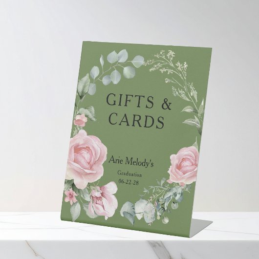 Signe De Table Modern Pink Roses Script Graduation Gifts & Cards