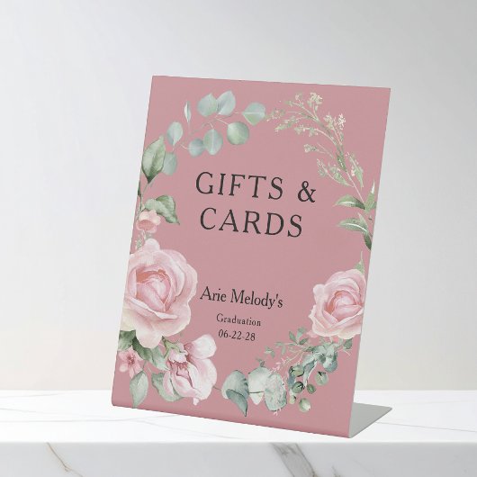 Signe De Table Modern Pink Roses Script Graduation Gifts & Cards