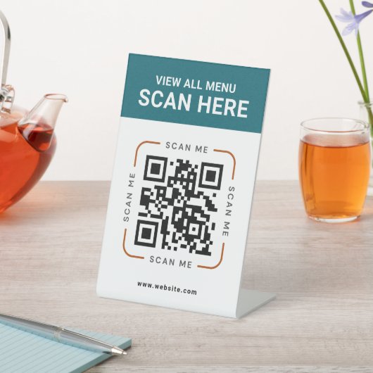 Signe De Table Modern QR Code  | Digital Menu Tabletop Sign (In SItu)