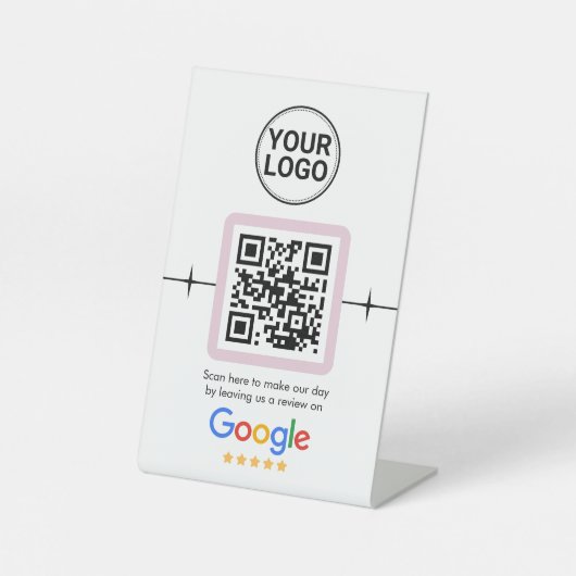 Signe De Table Modern QR Code Google Review Custom Logo (Recto)