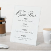 Signe De Table Modern Script Open Bar Event Pedestal Sign (In SItu)