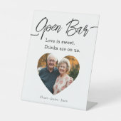 Signe De Table Modern Script Wedding Open Bar Photo (Recto)