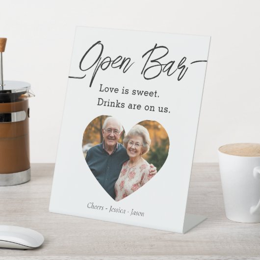 Signe De Table Modern Script Wedding Open Bar Photo (In SItu)