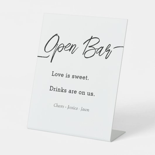 Signe De Table Modern Script Wedding Open Bar Simple Event (Recto)