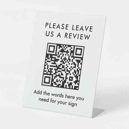 Signe De Table Modern Simple Black Custom Leave a Review QR Code (Recto)
