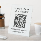 Signe De Table Modern Simple Black Custom Leave a Review QR Code (In SItu)