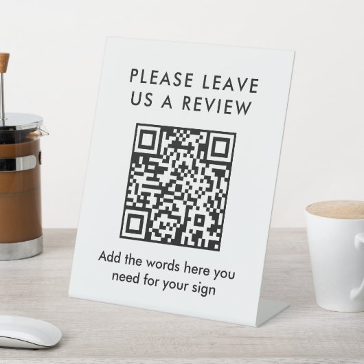 Signe De Table Modern Simple Black Custom Leave a Review QR Code (In SItu)