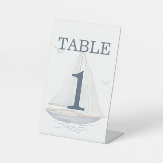 Signe De Table Modern Watercolor Coastal Seascape Wedding (Recto)