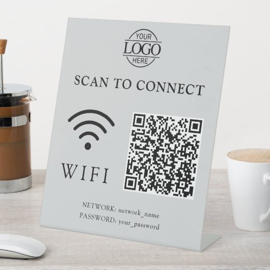 Signe De Table Modern Wifi Password & Network | QR Code Logo (In SItu)