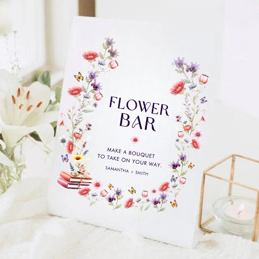 Signe De Table Modern Wildflower Bridal Shower Flower Bar