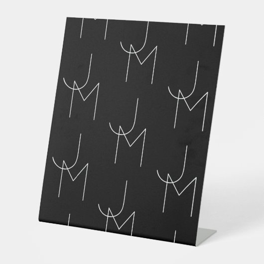 Signe De Table Moderne 2 Initiales Motif | Noir & Blanc (Recto)