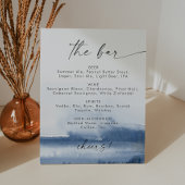 Signe De Table Moderne Aquarelle Bleu Mariage Le Bar Menu