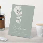 Signe De Table Moderne Bienvenue De Mariage Orchidée Blanche Vert (In SItu)