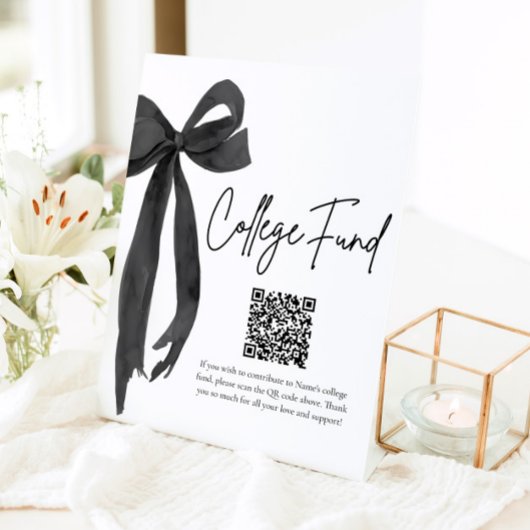 Signe De Table Moderne Black Bow QR Code College Fonds Graduation