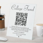 Signe De Table Moderne Black White College Fund QR Graduation (In SItu)