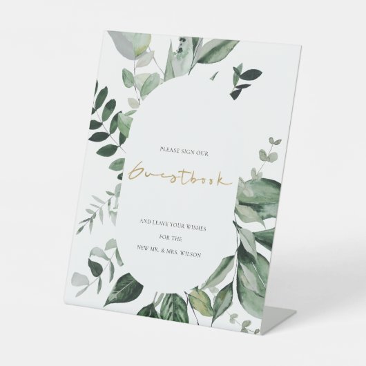 Signe De Table Moderne Chic vert feuillage Tropical Mariage (Recto)