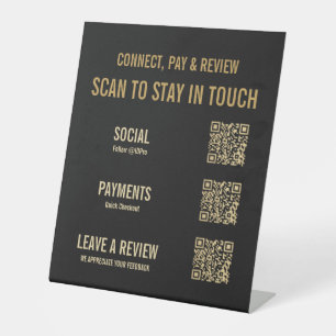 Signe De Table Moderne code QR Black Gold 3 Avis sur les réseau
