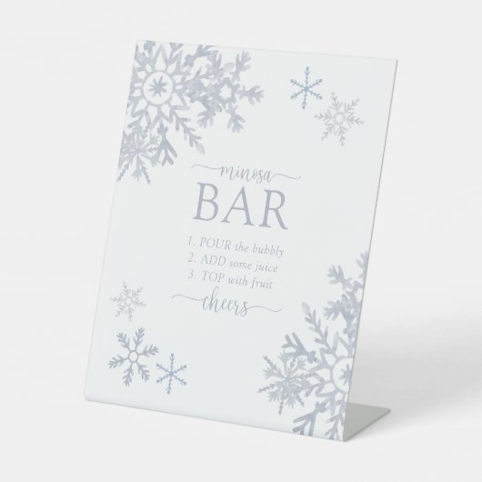 Signe De Table Moderne Dusty Blue Snowflake Winter Mimosa Bar (Recto)